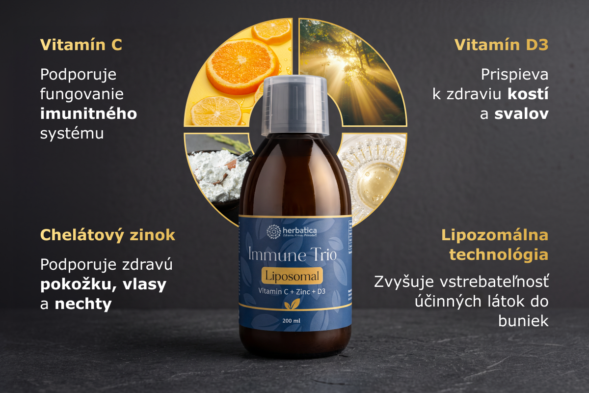 Lipozomálne Trio Imunita (Vitamín C + Zinok + D3) - 200 ml - Herbatica